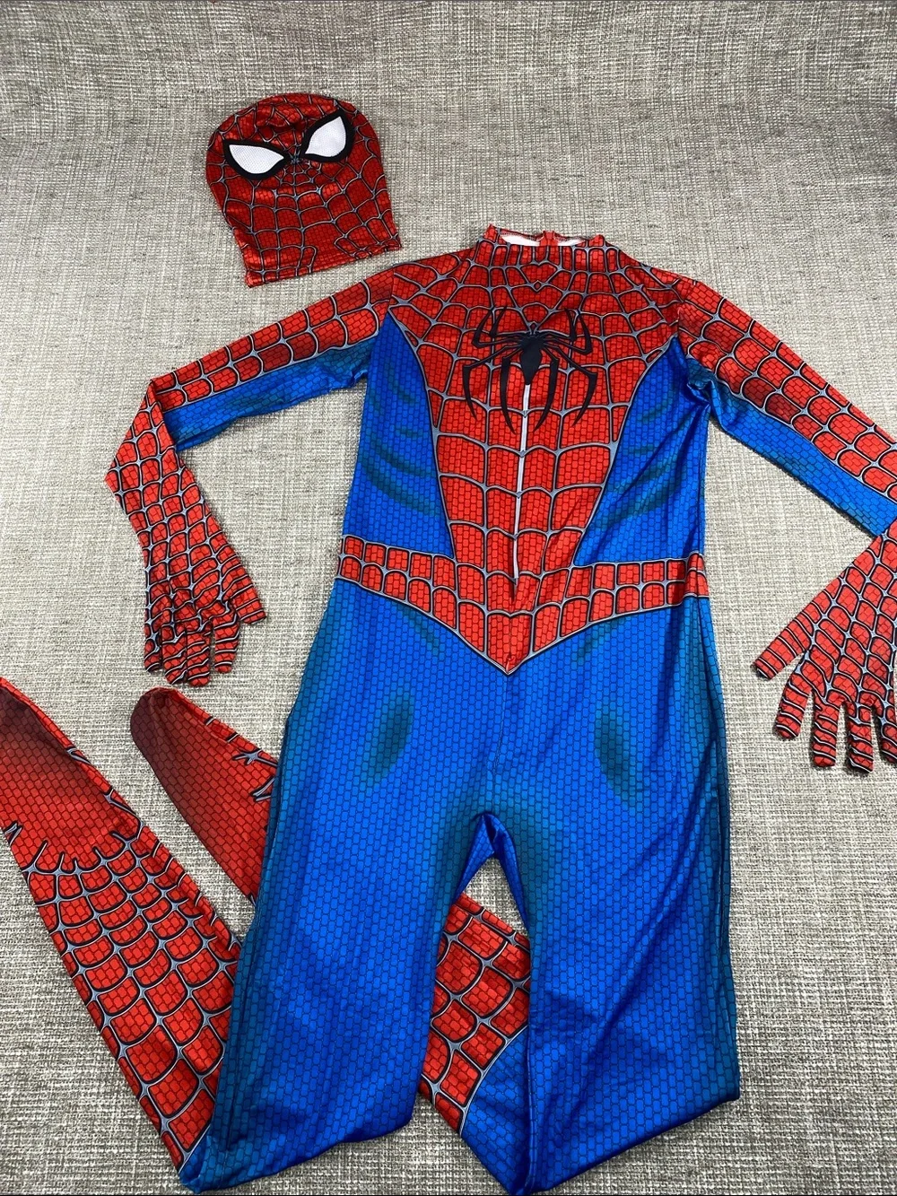 Mens Spider-Inspired Red & Blue Face Mask Costume Set Spider-Man large new